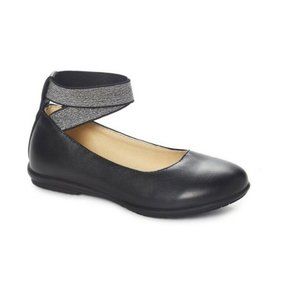 Easy Strider Little Girls Ankle Strap Ballet Flat Shoes Black Silver Size 11 NEW